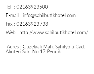 Sahil Butik Hotel iletiim bilgileri